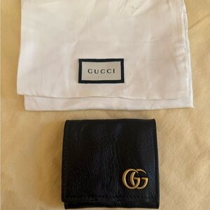 GUCCI Coin Case Leather BLK Plain